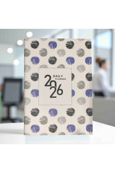 Limmy 2026 Agenda Spotted Abstract Patterned Daily Agenda A5 (15X21 cm) - Beige