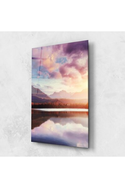 Arthub Glass Painting, Bedroom and Living Room, Lakes, Orange Lake Light