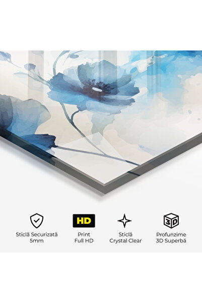 Arthub Glass Painting, Bedroom and Living Room, Poppies, Blue Poppies