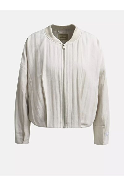 PALMERO Crop Bomber Ceket Yumuşak Dokulu Yuvarlak Yaka Cepli Astarlı