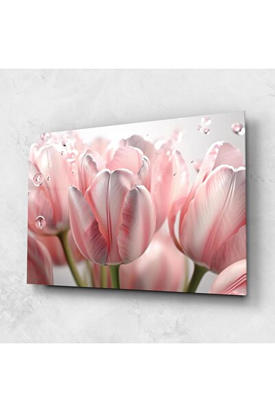 Arthub Tablou Sticla,Dormitor si Living, Lalele, Pink Pretty Tulips