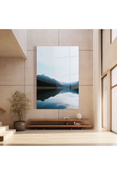 Arthub Glass Painting, Bedroom and Living Room, Lakes, Foggy Blue Light