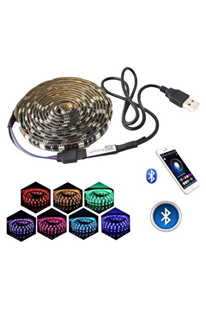 Renvox Bluetooth Kontrollü Silikonlu RGB Şerit LED | 16 Renk Seçenekli Akıllı...