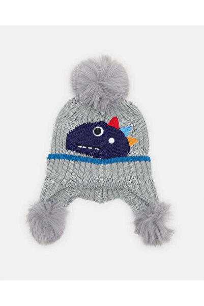 REDTAG Boys Grey Knitted Embellished Cap