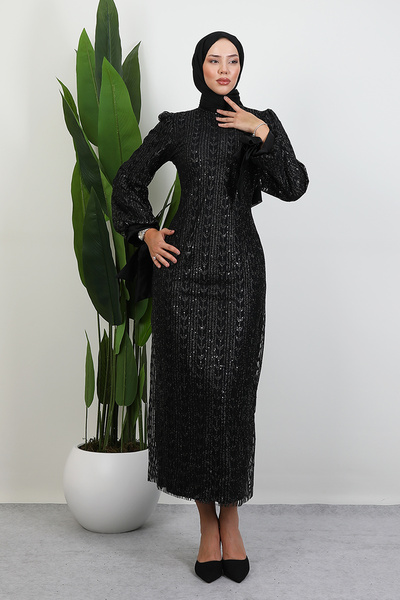 Lamia Giyim İnci Tesettür Abiye Siyah