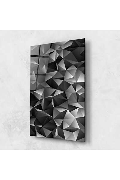 Arthub Tablou Sticla,Dormitor si Living, Geometrice, Black Triangle Pattern