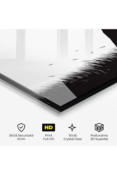 Arthub Tablou Sticla,Dormitor si Living, Alb Negru, Black Umbrella