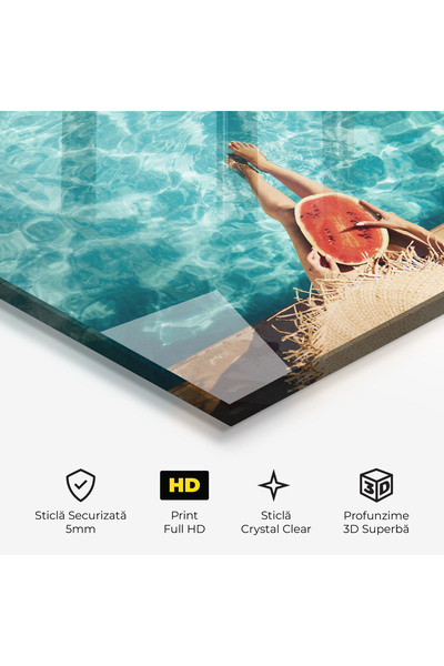 Arthub Glass Painting, Bedroom and Living Room, Summer, Pool Watermelon