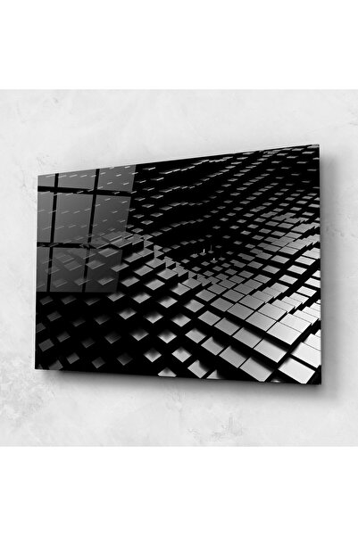 Arthub Tablou Sticla,Dormitor si Living, Geometrice, Black Square Wave