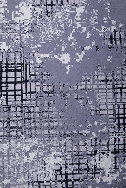 Dijidekor Digital Oval Fringeless Carpet Modern Designed Gray Color Erasable Floor Mat 160X200