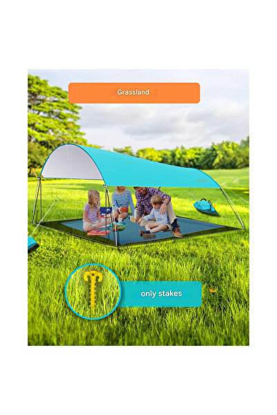 MYMULIKE Beach tent, MYMULIKE, XXL 3.2x3.2m, UV protection UPF 50+, blue, for 4-7 people