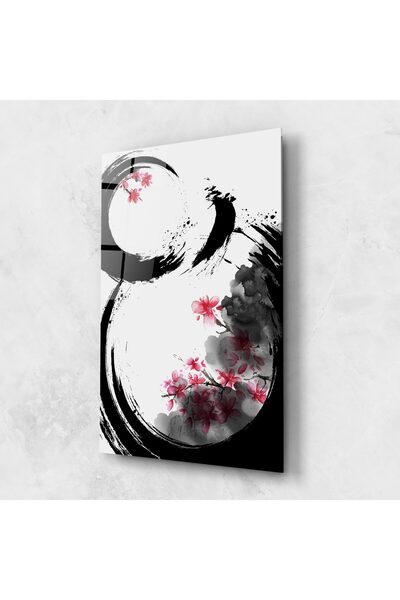 Arthub Tablou Sticla,Dormitor si Living, Asiatic, Pink Flower Smoke