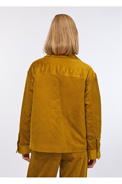 Liu Jo Women's Regular Fit Pocket Detailed Cotton Velvet Yellow Jacket Mf5155T192A-X0734