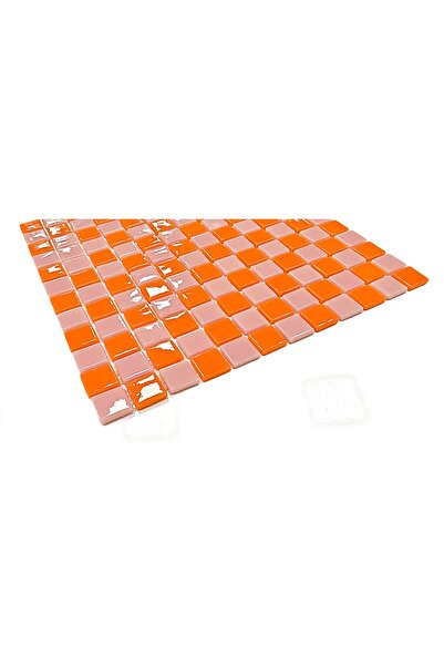 MozaiKristaL 25X25Mm for All Surfaces. Orange-Pink Checkered 31.5X31.5Cm. Mesh Glass Mosaic (5 Mesh Tiles)