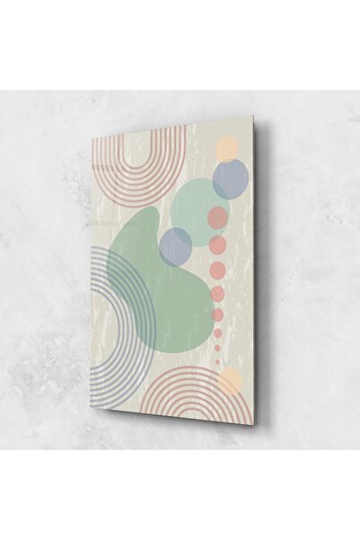 Arthub Tablou Sticla,Dormitor si Living, Minimaliste, Green Pink Shapes