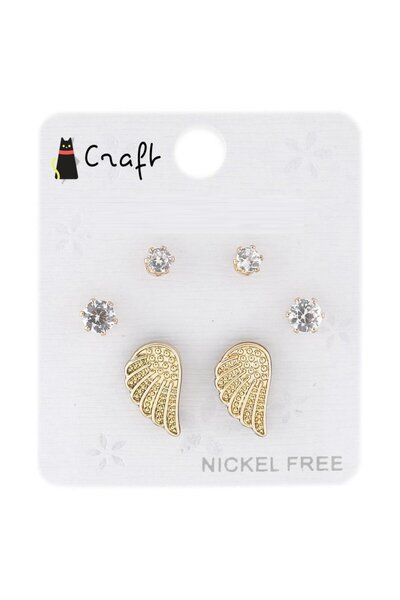 Genel Markalar GOLD 6'LI MELEK KANADI TAŞLI KÜPE SETİ