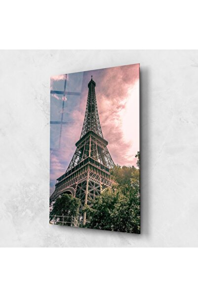 Arthub Glass Painting, Bedroom and Living Room, Urban, Eiffel Under Pink Sky