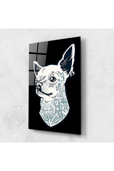 Arthub Tablou Sticla,Dormitor si Living, Digitale, Chihuahua Tattoo