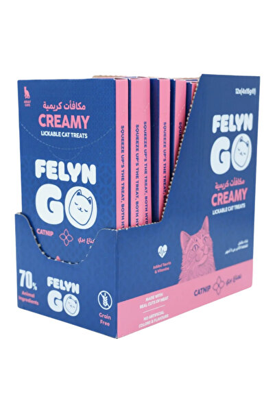 Felyn Go Creamy Lickable Catnip Treats 4x15g – Grain-Free Hydrating Snacks for Cats