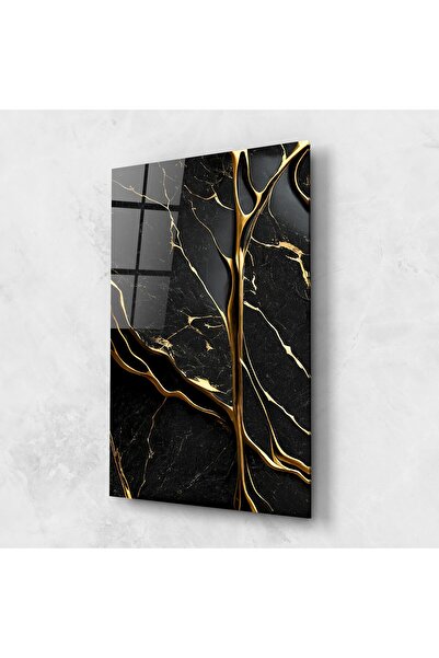 Arthub Tablou Sticla,Dormitor si Living, Marble, Black Square Marble