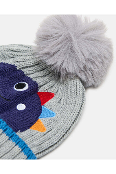 REDTAG Boys Grey Knitted Embellished Cap