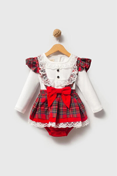 aysskids Ayla Plaid Patterned New Year's Baby Girl Dress