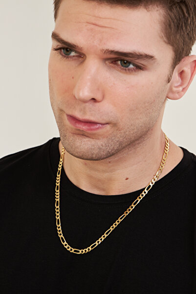 Ventino Silver 18K Altın Kaplama 6mm Figaro 925 Ayar Gümüş Erkek Zincir Kolye...