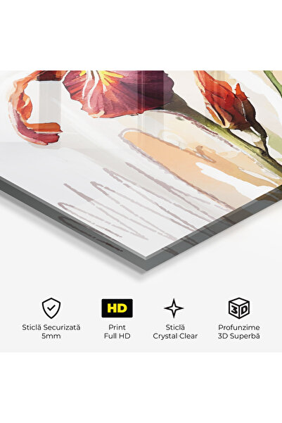 Arthub Glass Painting, Bedroom and Living Room, Iris, Orange Iris