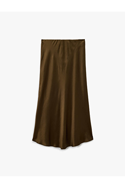 Koton Slim Fit Fish Cut Midi Length Satin Skirt