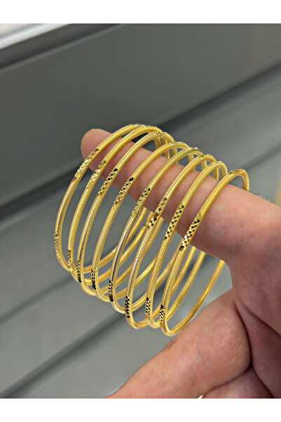 Cengiz Silver 925 Ayar Gümüş Desenli Ajda Bilezik 22 Ayar Altın Kaplamalı