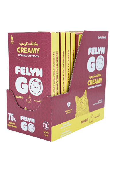 Felyn Go Creamy Rabbit Lickable Treats 4x15g – Grain-Free Hydrating Cat Snacks