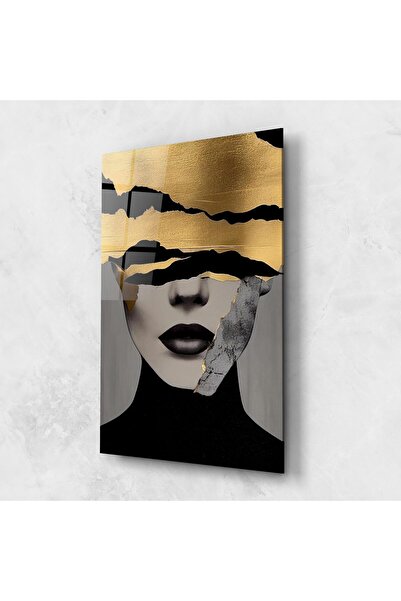 Arthub Tablou Sticla,Dormitor si Living, Lips, Grey Gold Lips