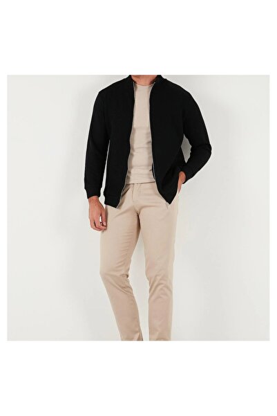 JSCO Men's Stand-Up Collar Gearded Regular Fit Top Quality Selanik Cardigan