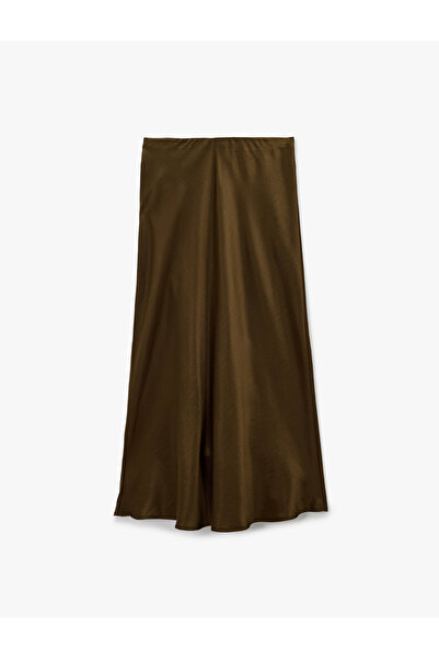 Koton Slim Fit Fish Cut Midi Length Satin Skirt