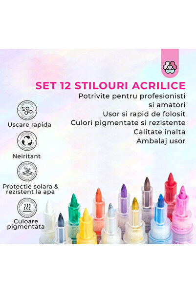 PANDERA.RO Set of 12 3D Acrylic Nail Pens PAINTIFY ART