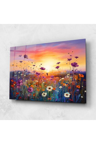Arthub Glass Painting, Bedroom and Living Room, Painting Texture, Dreamy Field Flowers