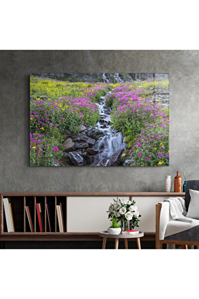 Arthub Glass Painting, Bedroom and Living Room, Waterfalls, Purple Field Waterfall