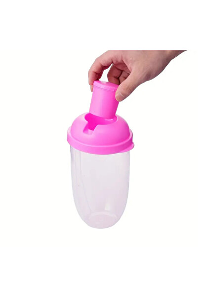 zola Fruit or vegetable salad bowl, plastic, includes fork and sauce container, 19x9 cm, pink