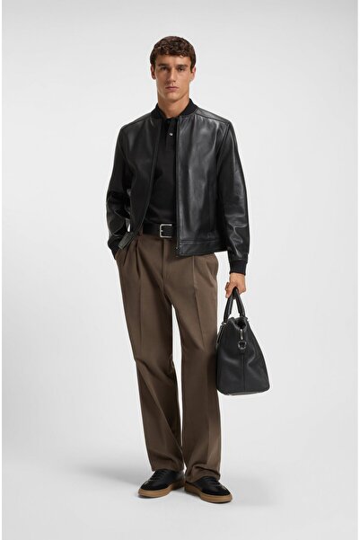 BOSS Men's Regular Fit Logo Embroidered Short Sleeve 100% Cotton Pique Black1 Polo Neck T-Shirt 50544088-002