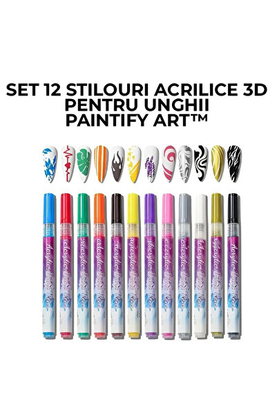 PANDERA.RO Set of 12 3D Acrylic Nail Pens PAINTIFY ART