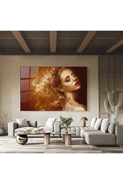 Arthub Tablou Sticla,Dormitor si Living, Femei Abstracte, Golden Beauty