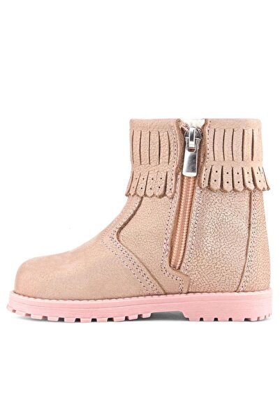 Rakerplus Chiron Genuine Leather Pink Glitter Zippered Girls' Boots