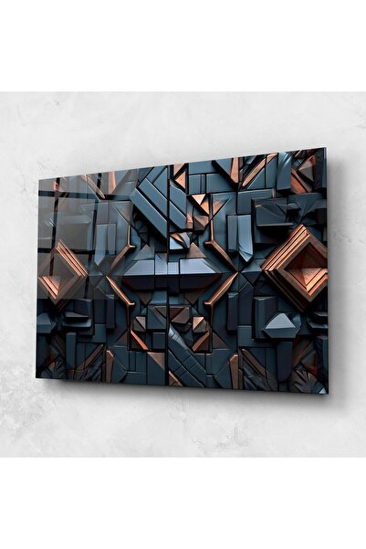 Arthub Tablou Sticla,Dormitor si Living, Iluzii Optice, Orange Rhombus