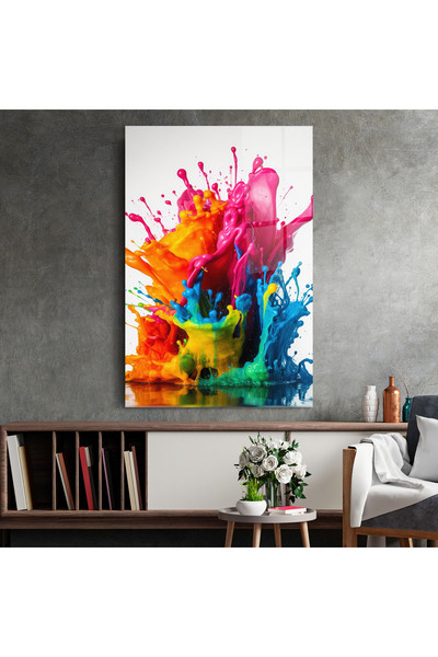 Arthub Tablou Sticla,Dormitor si Living, Culori Vibrante, Colorful Explosion Paint