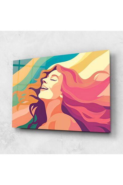 Arthub Glass Painting, Bedroom and Living Room, Pop, Pink Pop Hair