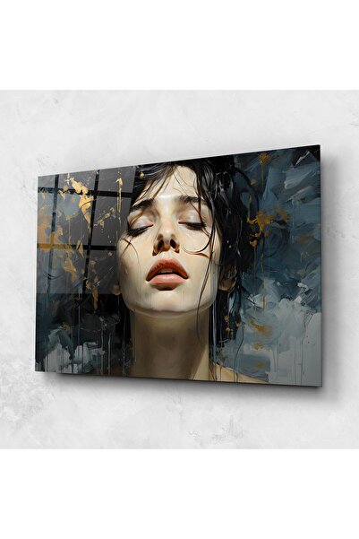 Arthub Tablou Sticla,Dormitor si Living, Porterete, Closed Eyes Woman