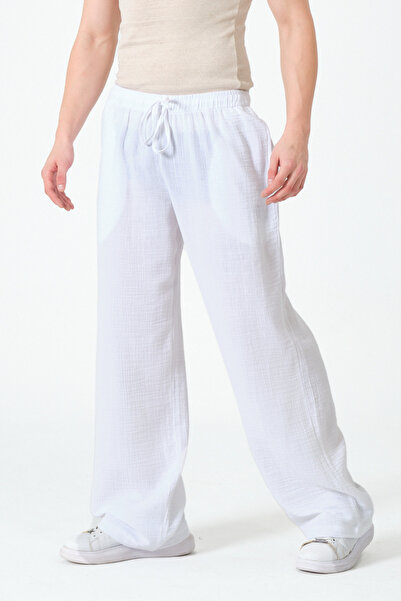 RELAXL Baseni Wide Muslin Oversized White Sweatpants Available up to 12XL