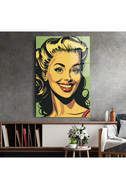 Arthub Glass Painting, Bedroom and Living Room, Pop, Green Light Pop Lady