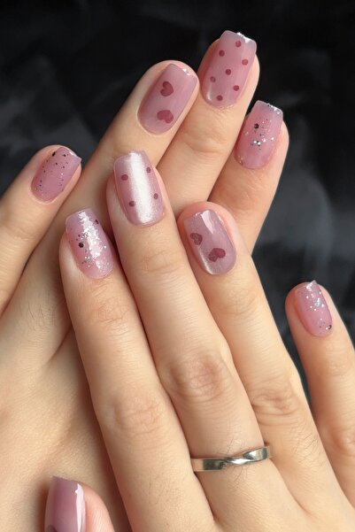 Easy Beauty Kedi Gözü XSMALL Beden Kısa Küt 10 Adet Takma Tırnak Seti T058