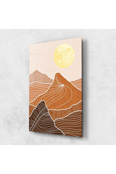 Arthub Tablou Sticla,Dormitor si Living, Munti, Orange Mountain